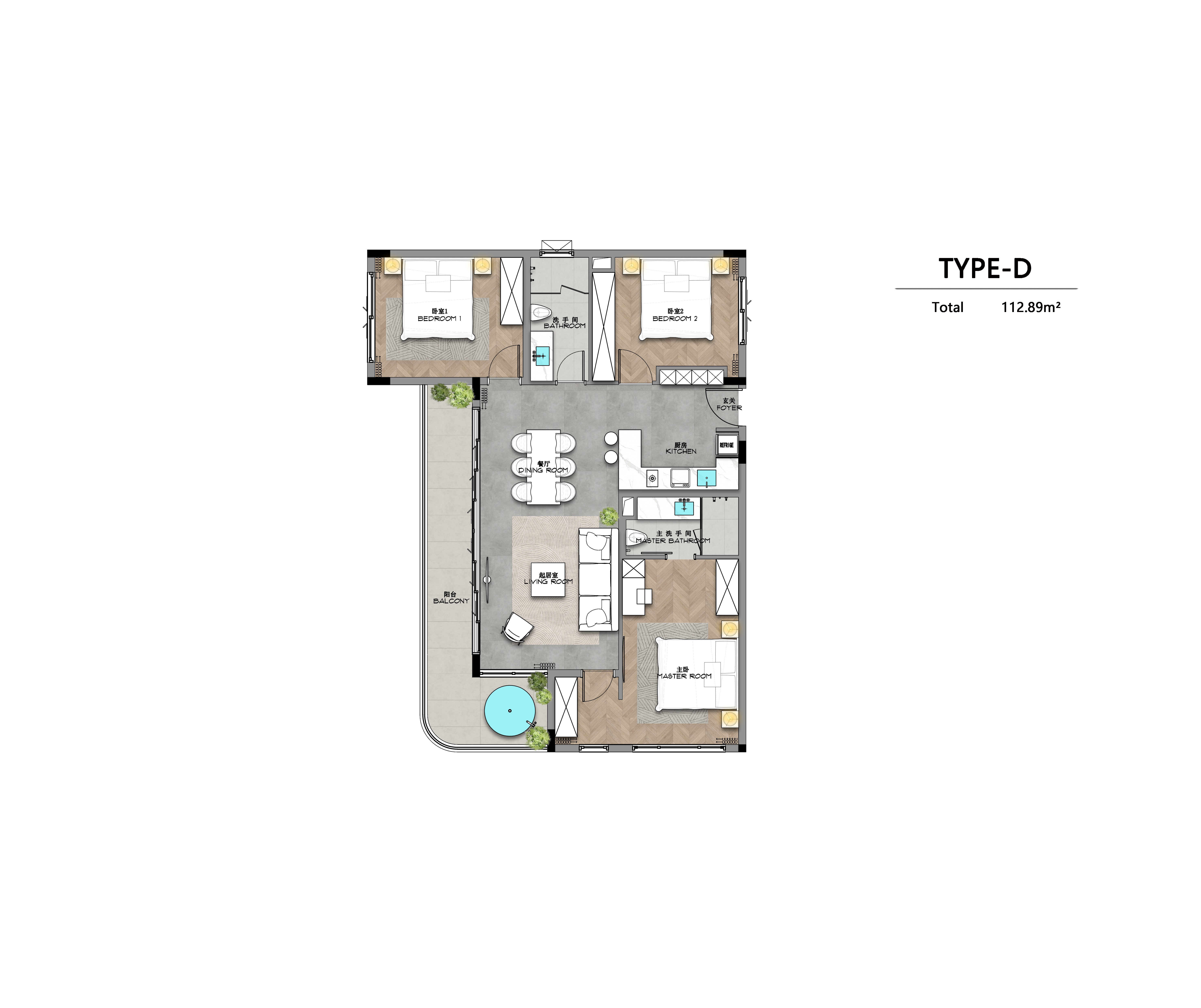 Ayana Heights — B-411 • 270° Ocean View • 3BR (Type D)